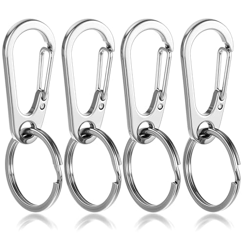 4 Pack Dog Tag Clips, Stainless Steel Heavy Duty Ring Pet Tag Keychain Clip Key Ring, Pet Tag Clips for Collars Easy Change Dog Cat ID Tag Holder for Pet Collars and Harnesses