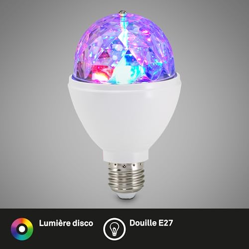 BRILONER - Ampoule Disco LED Lampe de fête LED, effets d'éclairage disco, autorotative, à changement de couleur, ampoule, 3W, pour toutes les lampes avec douille E27, plastique, 7,3 x 12,9 cm, blanc – vue 2