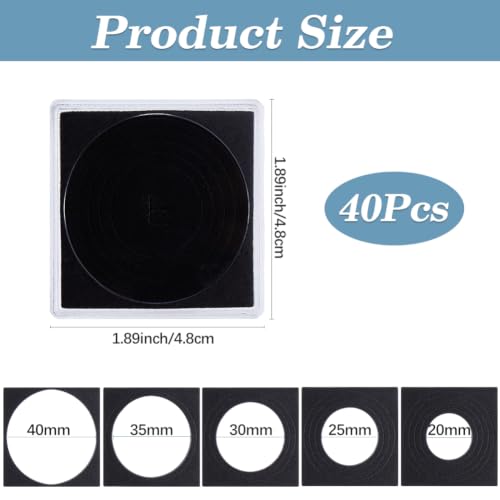 Set 40 cápsulas transparentes para monedas con gomas negras miniatura 2