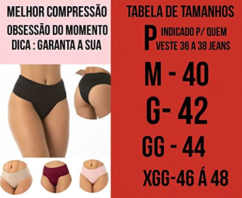 Eva Lingerie Kit 5 Calcinhas fitness cintura alta cós duplo lingerie top cores (GG, Polifitness) Pre
