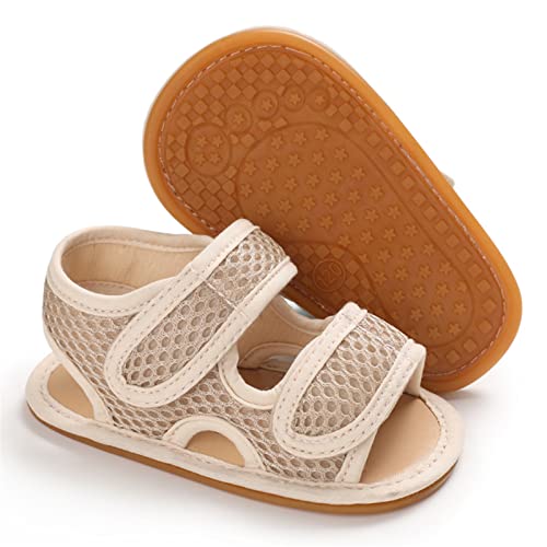 RVROVIC Baby Boys Girls Sandals Premium Soft Anti-Slip Rubber Sole Infant Summer Outdoor Shoes Toddler First Walkers (12-18 Months Toddler, 1-Khaki)