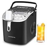 Máquina de hielos baja a su menor precio CROWNFUL Ice Maker Countertop with Handle, Self-Cleaning Ice Maker with Scoop and Basket,26lbs/24H,9 Cubes in 6...