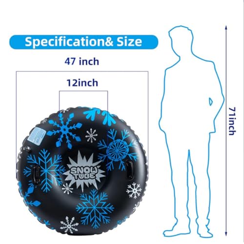 Snow Tube, 110 cm aufblasbarer Schneerohr mit Griffen, verschleißfestes und frostsicheres Material, Kinder und Erwachsene, Schneeröhren zum Schlitten, Skaten, Skifahren, Winterschneespielzeug