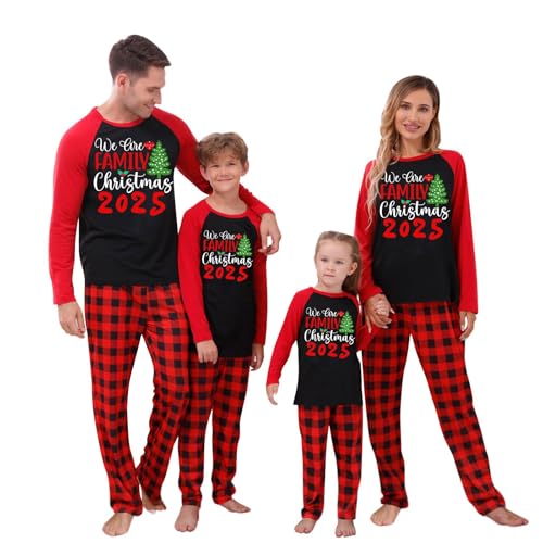 HYYGOCCTV Matching Family Pajamas, Women's Long Sleeve Pajamas for Fall & Christmas, Two Piece Plus Size Sleepwear for New Year 2025