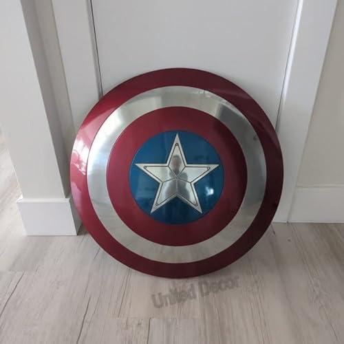 United Decor Escudo del Capitán América, réplica hecha a mano, escudo de metal para primer Vengador, rojo y plateado, 22 pulgadas Cover