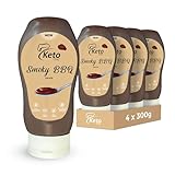 Keto Chef Smoky Barbecue Sauce | Pack of 4 x 300ml | Low Calorie & Sugar Free BBQ Sauce | Gluten Free Vegan Condiment For Cooking, Stir Fry, Grilling & Dipping | No Artificial Flavours