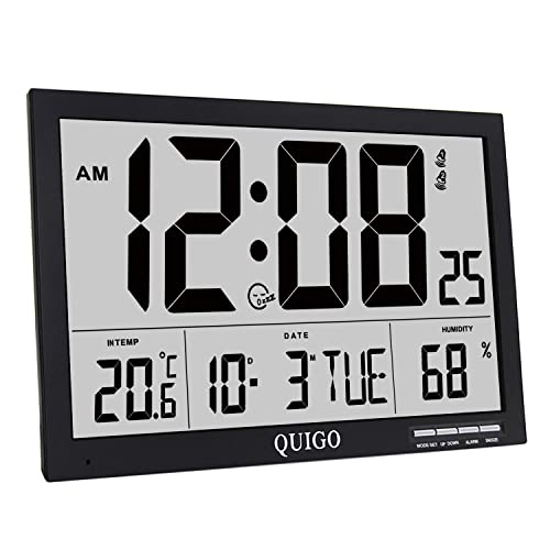 QUIGO Reloj de pared digital grande, 17 pies, enorme reloj de oficina, sala de estar, cocina,...