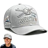Artemis II Lunar Mission Commemorative Cap, Adjustable Baseball Hat, Back to the Moon Cap for Men & Women (Grey)