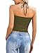Avidlove Halter Tops for Women Going Out Double Lined Sexy Crop Tank Top Ruched Slim Fit Cami Outfits Army Green L