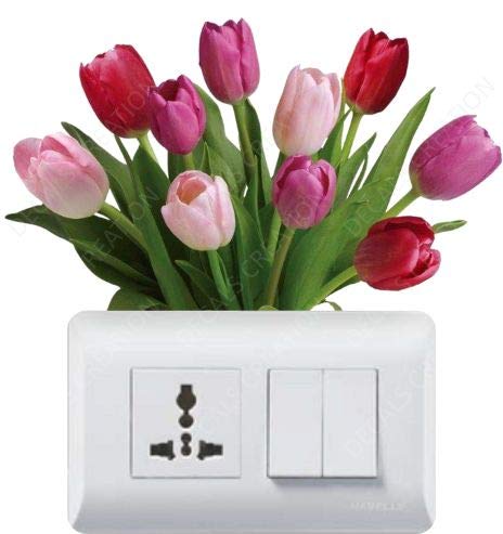 Decals Creation Vinyl Flowers Switch Board Fridge Wall Sticker, 23.62 x 29.92 x 0.39 Inches, Multicolour, Botanical 3