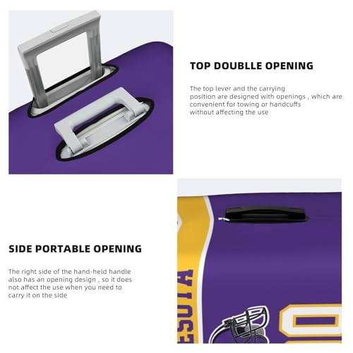 Image of Custom Minnesota Luggage Cover Personalized Football Style Suitcase Cover with Name Number Customized Washable Elastic Sports Travel Suitcase Protector for Business Vacation Gifts