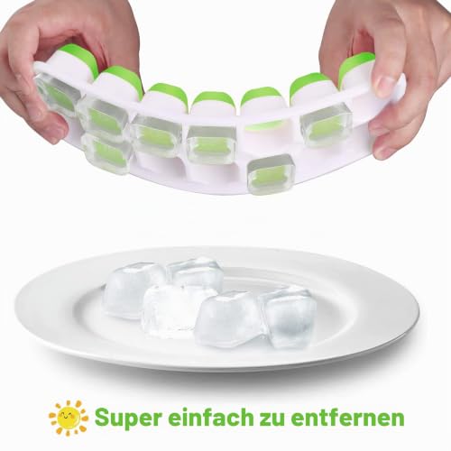 JRISBO Silikon Eiswürfelform mit Deckel BPA Frei, 8 Pack Eiswürfelbehälter Stapelbar & LFGB-Zertifiziert… – Ansicht 3