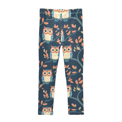 Girls Leggings Cute Owls Tree Leaves Soft Toddler Leggings for Girls Kids Pants Size 4T-10T2