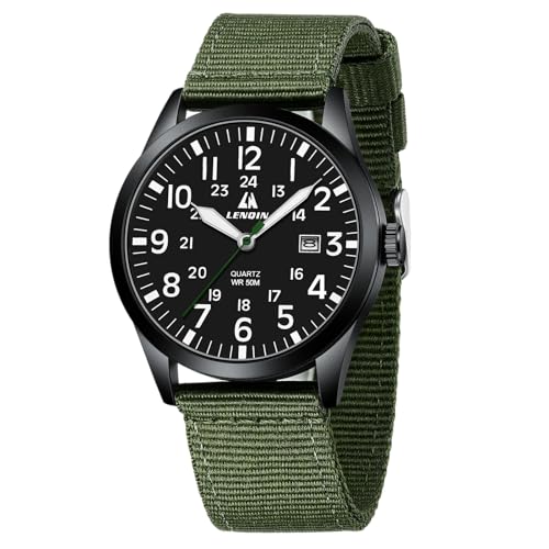 ⌚ Orario di facile lettura: ora militare 12/24 ore e quadrante luminoso. Un orologio da uomo con datario può dirti l'ora in modo rapido e preciso. Dotato di funzione luminosa, l'ora è facile da leggere anche al buio.