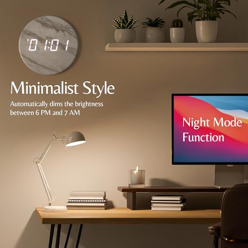 Leafre LFWC-2402 Wireless Minimalist Led Digital Wall Clock– Rechargeable | Desk Holder Included | 12/24 Hour, Night Mode, Silent Clock | Room Decor For Kitchen, Living Room, Bedroom, Office  thumb #2