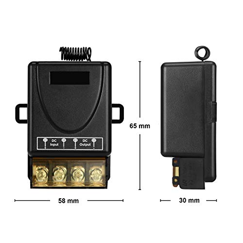 Foto von TSSS Fernbedienung Schalter Funkfernschalter mit Empfänger, DC 12V/24V/36/48V/72V Garagentoröffner für Diebstahlalarm Rollentür Schranken Sicherheitstüren Abluftventilatoren 70m Outdoor 30 m Indoor
