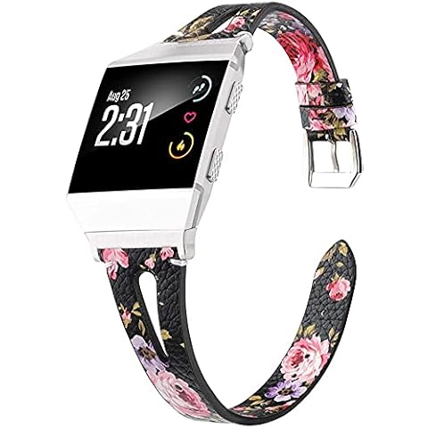 Chainfo Compatible with Fitbit Ionic Watch Straps Leather Watch Band Vintage Watchband Replacement (Pattern 5) Cover
