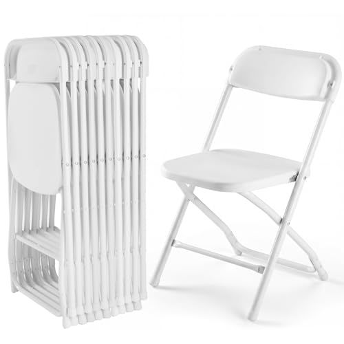 DUMOS Plastic Folding Chairs 10 Pack, Patio Dining Foldable Sets, Outdoor