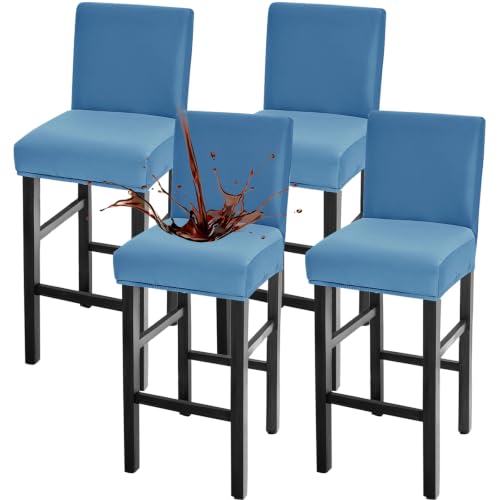 Image of FUANGUI Bar Stool Covers Set of 4, Waterproof Stretch Bar Stool Seat Covers | Washable Removable Bar Chair Covers with Backs Slipcovers, Bar Chair Covers Square for Kitchen Dining Room Cafe