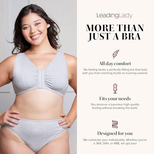 Image of LEADING LADY, Meryl, Front-Closure Cotton Bra, Comfort Sleep for Women, Breathable, Unlined, Full Coverage, Wireless, 36A-56H