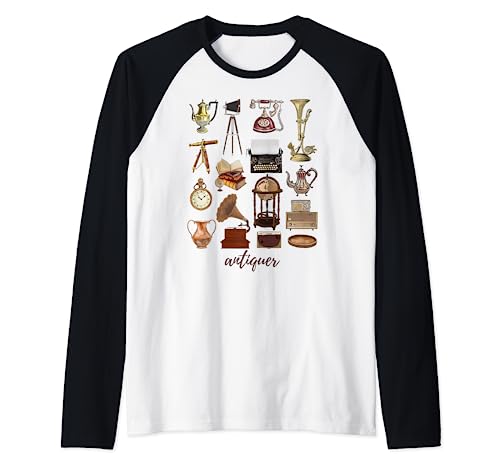 Antiquer para antigüedades, vintage Groovy Thrifter Retro Camiseta Manga Raglan