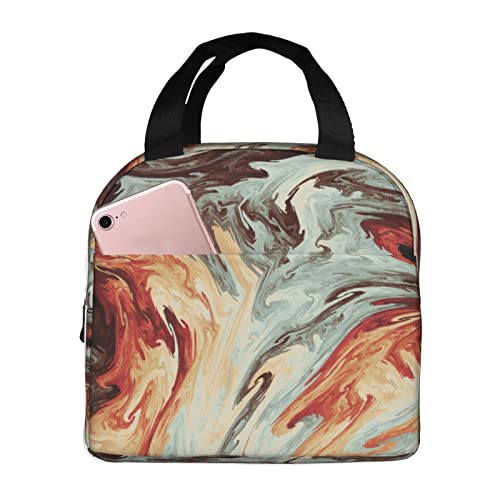 XVBCDFG Bolsa de almuerzo marrón mezclada de mármol Oficina al aire libre Papel de aluminio portátil Aislamiento grueso y bolsa Bento de mantenimiento fresco