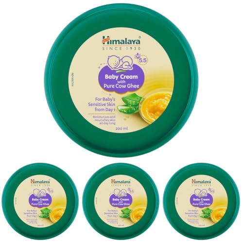 Image of Himalaya Baby Cream with Pure Cow Ghee & pH5.5 (200ml) | Moisturizes & nourishes skin all day long | For Dry and sensitive skin (Pack of 4)