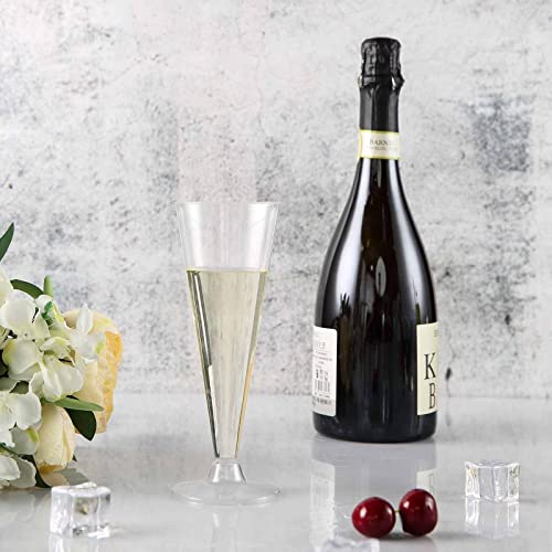 Efavormart Set Of 12-7Oz Clear Disposable Plastic Champagne Flutes - Trumpet Design - Detachable Base For Weddings, Birthdays, Parties, Receptions, Banquets, Baby Showers, Drinkware, Events #TOP29