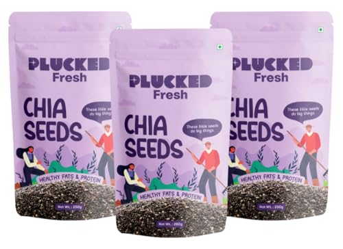 Image of Plucked Fresh Chia Seeds 250g X 3| Raw Seeds for Eating | High Fiber, Protein & Omega-3 Rich Superfood | Healthy Vegan Seeds for Weight Management, Heart Health & Daily Nutrition (750g)