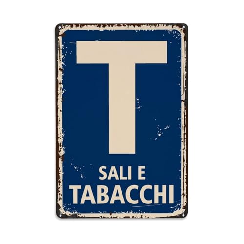 Dimensioni: 20,3 x 30,5 cm T Sali E Tabacchi Sign Pattern Print Tin Sign Vintage Metal Sign per Cafe Bar Pub Home Wall Decor Metal Poster 20x30 cm