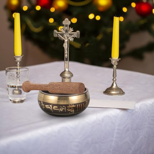 Cuenco de meditación de cobre SHINEOFI artesanal con mazo de relajación pura 5