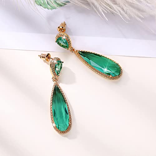 Image of Peora Crystal Studded Gold Plated Dangle Earrings Fashion Wear Stylish Jewellery Gift for Girls & Women
