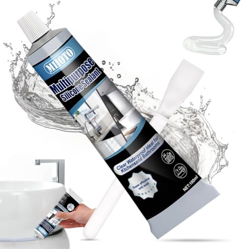 Miioto Joint Silicone Transparent Anti-Moisissure pour Salle de Bain, Douche, Cuisine, Verre, Intérieur et Extérieur - 100ml