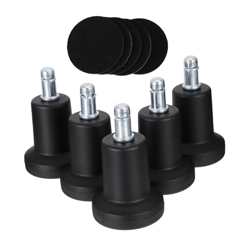 POPETPOP 5個 便利な椅子用キャスター ブラック オフィスチェア パソコンチェア対応 静音設計 傷防止機能付き 脚固定プ