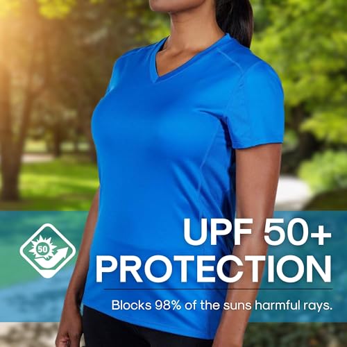 Arctic Cool Women's V-Neck Instant Cooling Moisture Wicking Performance UPF 50+ Short Sleeve Workout Shirt3