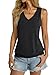 Micticsi Womens V Neck Tank Tops Sleeveless Banded Hem Shirts Loose Fit Summer Outfits Clothes 2025 Black Medium