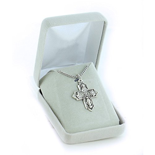 True Faith Jewelry Sterling Silver 4 Way Medal Cross Pendant Necklace Religious Jewelry, 1 Inch #TOP1