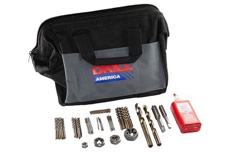Image of Drill America 70 Piece Gunsmith Tool Kit, Drill, Tap and Die Kit, Firearm Tool Set with Popular Gunsmithing Taps, Cobalt Drill Bits, Dies and Cutting Fluid with Storage Bag, KMZGSMT73