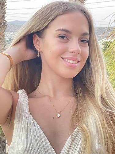 Solid 18K Yellow Gold 4Ct Handmade Certified Diamond Jewelry Set Diamond Tear Drop Diamond Necklace Teardrop Diamond Earrings Screw Back Earrings Teardrop Jewelry Sets For Women Mother's Day Gift #TOP1