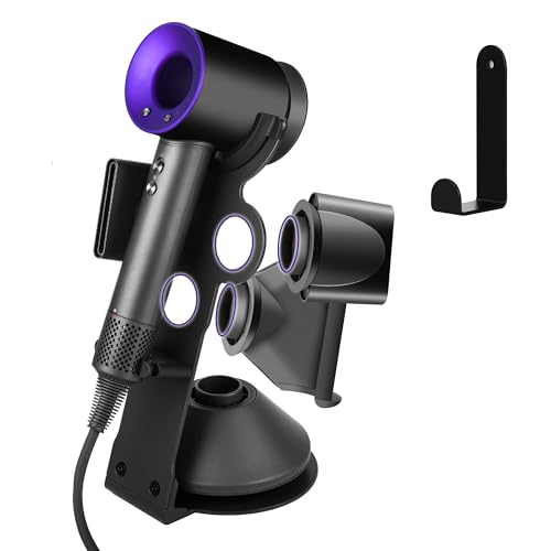 ISMARTMOON Hair Dryer Stand for Dyson Supersonic Magnetic Absorption Storage Heat Resistant Alloy Anti Slip Base Minimalist Space-Saving Design for Bathroom Countertops Stylists Daily Routine