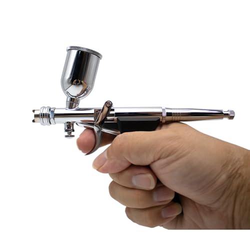 Image of Uouteo Airbrush Kit, Airbrush Trigger Gun with 0.3mm /0.5mm Fan Spray Cap /Needles /Nozzles Sets, 15 CC Cup for Painting Model Nails Cake Makeup
