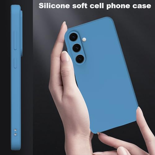 ARRYNN Etui do Samsung Galaxy S24 FE 5G (6,7 cala) ze szkłem hartowanym, niebieski ultra cienki ochronny miękki płynny silikon etui pokrowiec - niebieski