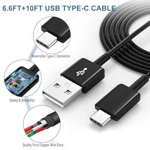 Type C Charger Fast Charging,Android Phone Charger Block with USB C Charger Cables 6.6Ft & 10Ft for S25/S23/S22/S21/S20/S10/S10 Plus/S10E/S9/S8/S21Ultra/S22+/S22 Ultra/Note 8/9/10/20 - Thumbnail 2