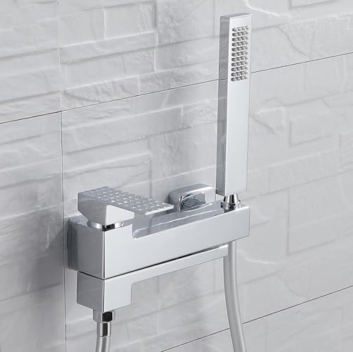 Ensemble de douche en laiton chromé et mitigeur mural haut de gamme avec raccord G1/2