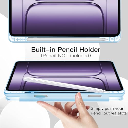 Image of TGK Rotating Case Cover for OnePlus Pad 3 13.2 inch Tablet, Pad 2 Pro, Pad 4 Pro with Pencil Holder Trifold Stand Cover Clear Back (Sky Blue)