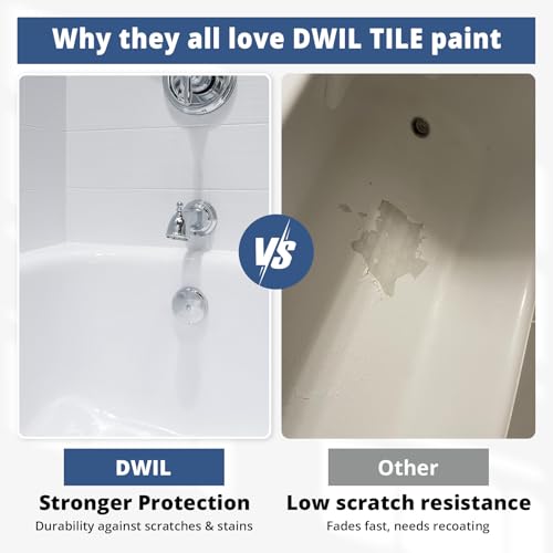 DWIL Tub Paint, Kit para Reparación de Bañera y Azulejos con Herramientas, Pintura para Bañera de Base Acuosa y Bajo Olor, Fácil de Usar para Lavabo, Baño y Ducha, Semi-Brillante Blanco 35oz para 50-55 m2 miniatura 2