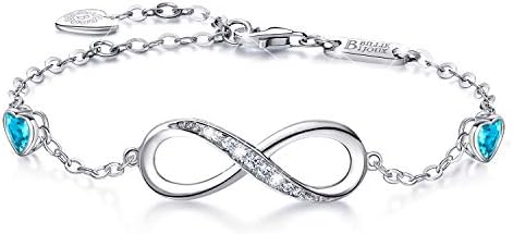 Billie Bijoux Infinity Love Bracelets for Women 925 Sterling Silver Womens Bracelet Love Symbol Charm Adjustable Bracelet Jewelry Gift Birthday Mother's Day Gift for Mom Women Wife Girls Her