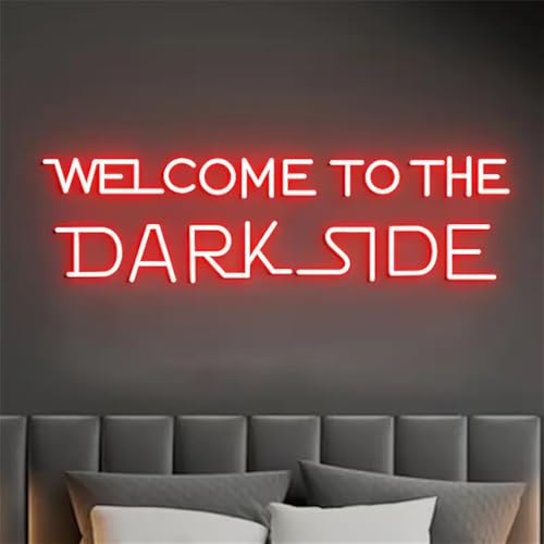 Welcome to the Dark Side Neon Sign Red LED Letter Neon Light Dimmable USB Powered Light up Signs for Bedroom, Office, Gym, Home Bar, Wedding, Birthday Party & Halloween Décor