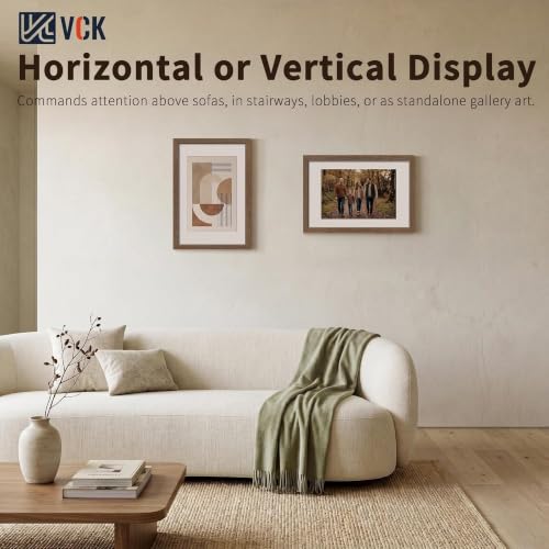 Image of VCK 16x24 Picture Frame 5 Pack, Walnut Exclusive Wood, 12x18 Mat, for Print