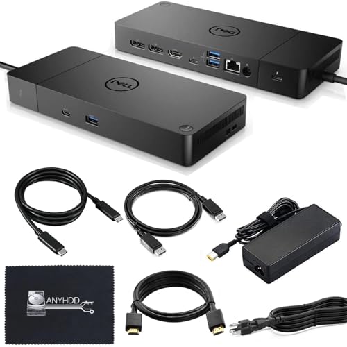 Dell WD19TBS Thunderbolt Dock Bundle - 4K Display, 1 Year Warranty, Dell Docking Station Dual Monitor with 180W Adapter, Anyhdd HDMI, DisplayPort, Thunderbolt Cable - Laptop & Computer Docking Station